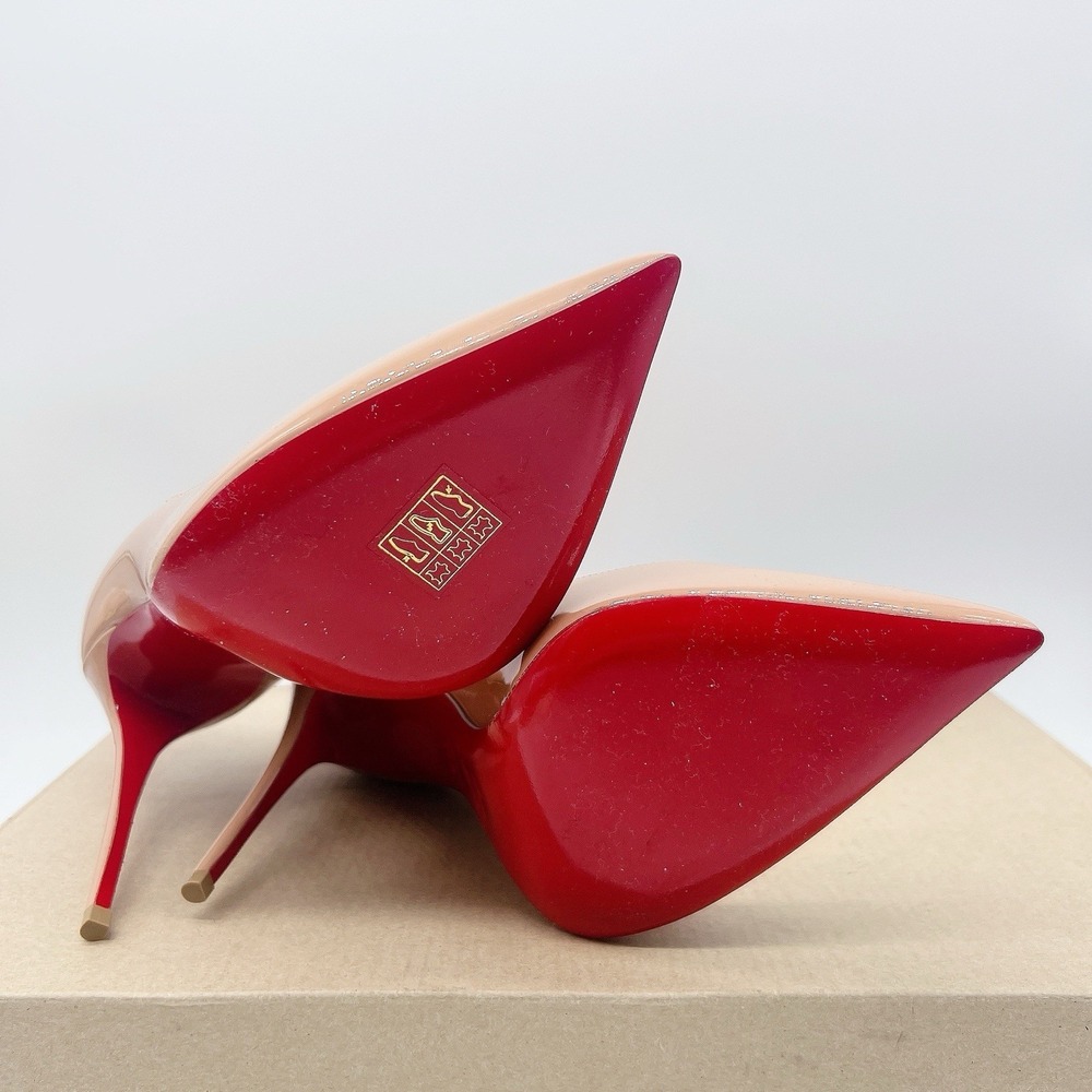 Christian Louboutin Pigalle 100 Women's Heels Pumps Nude Patent Leather EU 38.5 - Picture 10 of 13
